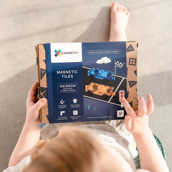 Connetix Tiles | 2 Piece Car Pack for magnetic tiles at Milk Tooth