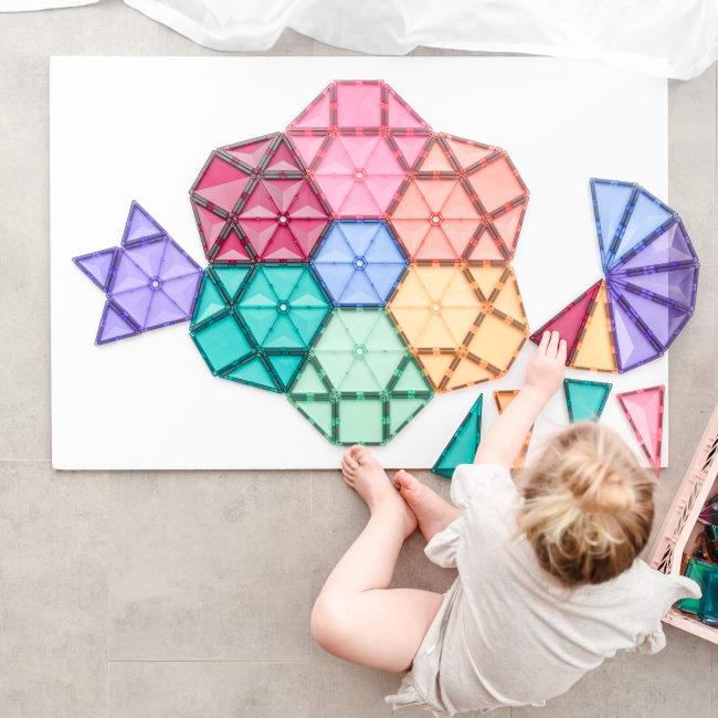 Connetix Tiles | 202 Piece Pastel Mega Pack with hexagons