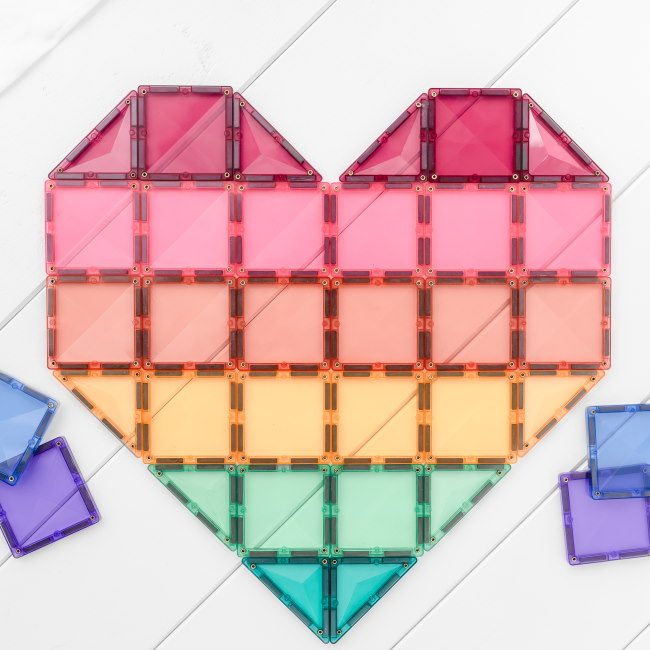 Connetix Tiles | 202 Piece Pastel Mega Pack magnetic tiles to build a heart