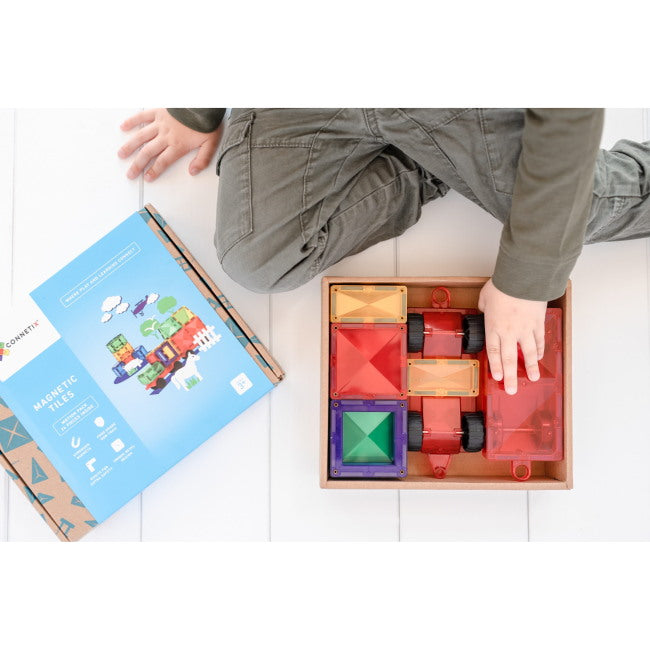 Connetix Tiles | Magnetic Building Tiles | 24 Piece Motion Pack Car Set