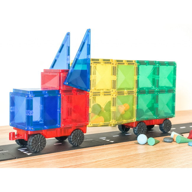 Connetix Tiles | Magnetic Building Tiles | 24 Piece Motion Pack truck