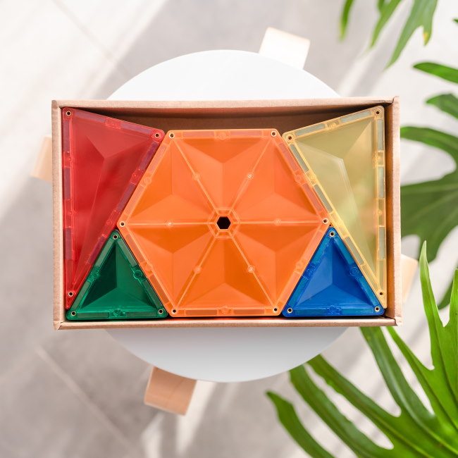 Connetix Tiles | 30 Piece Rainbow Geometry Pack pack contents