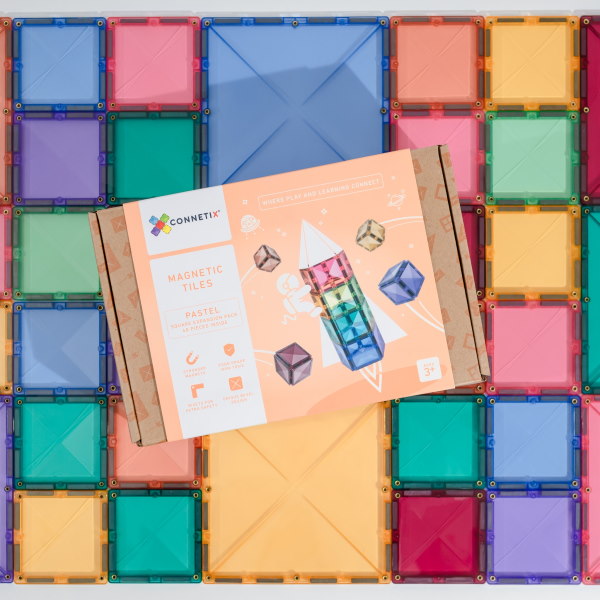 Connetix Tiles | 40 Piece Pastel Square Pack at Milk Tooth