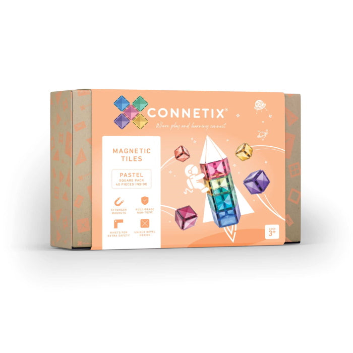 Connetix Tiles | 40 Piece Pastel Square Pack at Milk Tooth