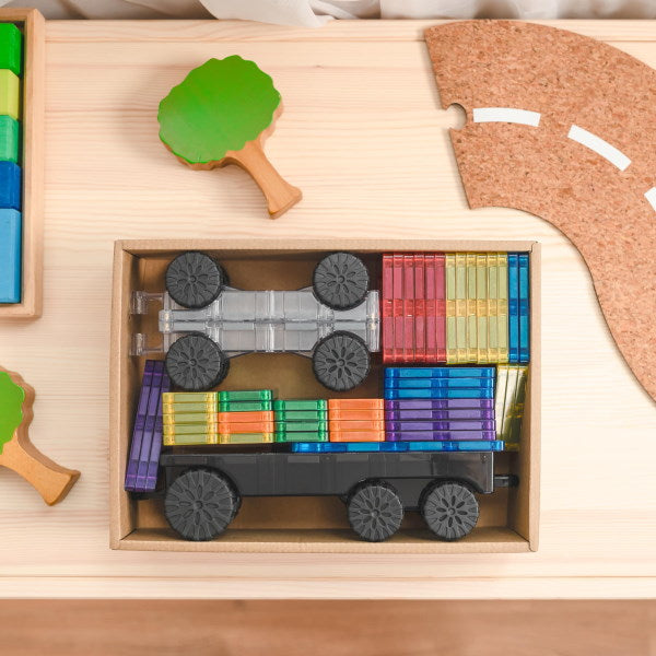 Connetix Tiles | 50 Piece Rainbow Transport Pack at Milk Tooth