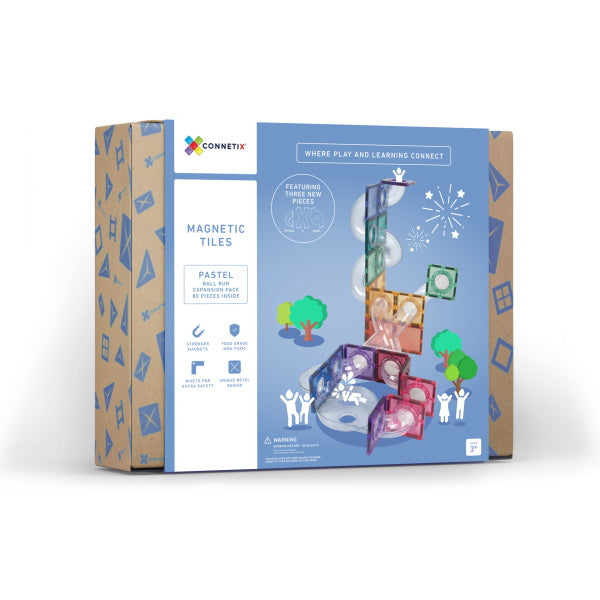 Connetix Tiles | 80 Piece Pastel Ball Run Expansion Pack at Milk Tooth