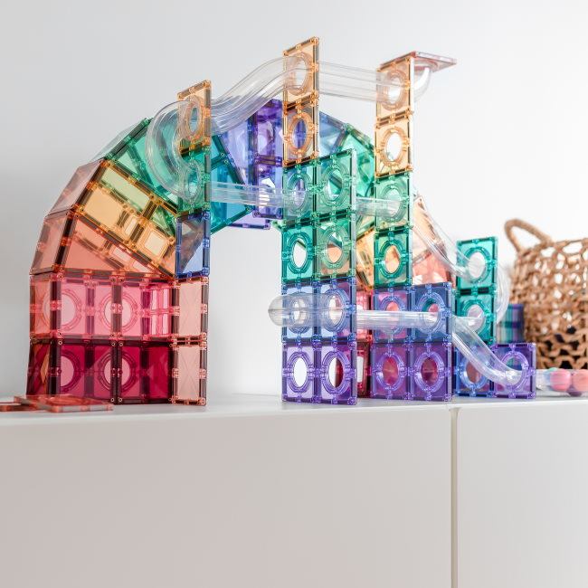 Connetix Tiles | 106 Piece Pastel Ball Run | Magnetic Tiles at Milk Tooth