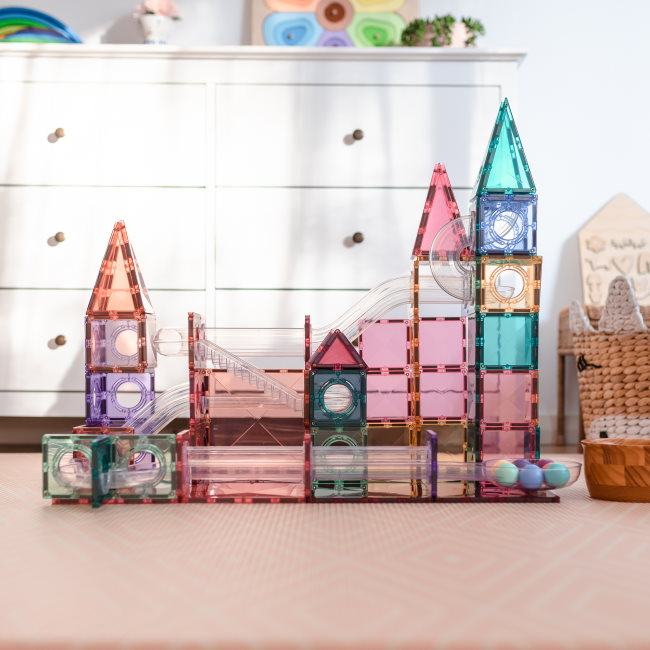 Connetix Tiles | 106 Piece Pastel Ball Run | Magnetic Tiles at Milk Tooth