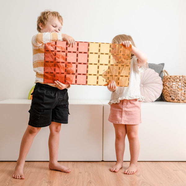 Connetix Tiles | 2 Piece Pastel Base Plates | Lemon &amp; Peach at Milk Tooth