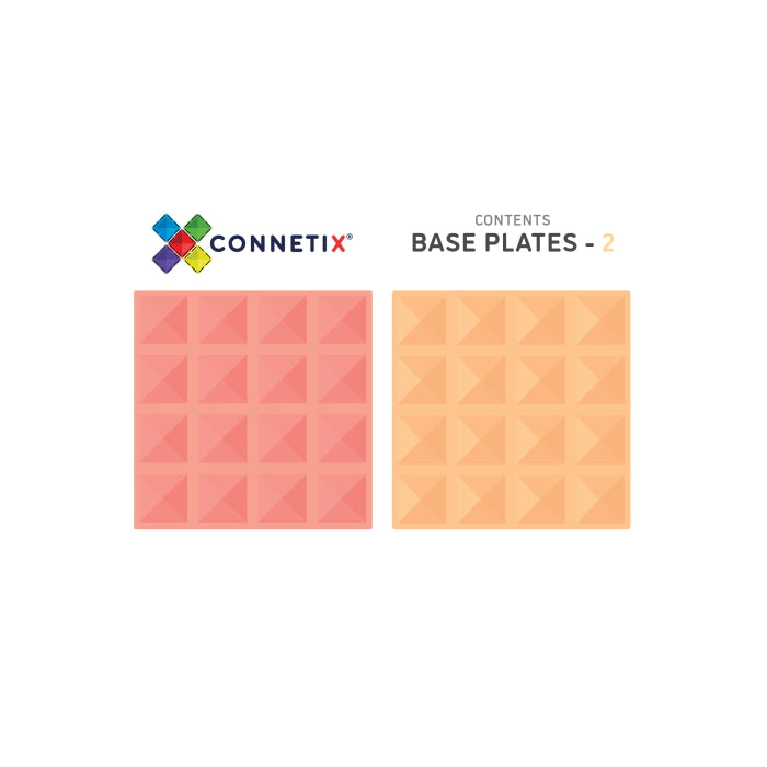 Connetix Tiles | 2 Piece Pastel Base Plates | Lemon &amp; Peach pack contents at Milk Tooth