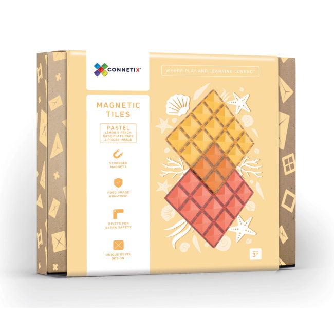 Connetix Tiles | 2 Piece Pastel Base Plates | Lemon &amp; Peach at Milk Tooth