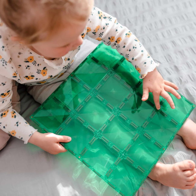 Connetix Tiles | 2 Piece Rainbow Base Plates | Blue &amp; Green at Milk Tooth