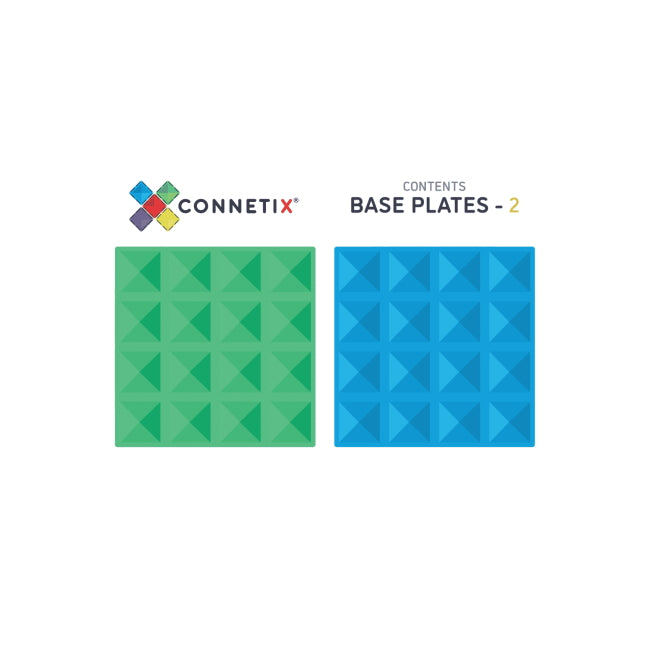 Connetix Tiles | 2 Piece Rainbow Base Plates | Blue &amp; Green at Milk Tooth