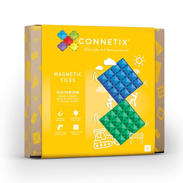 Connetix Tiles | Magnetic Building Tiles | 2 Piece Base Plates Blue &amp; Green at Milk Tooth