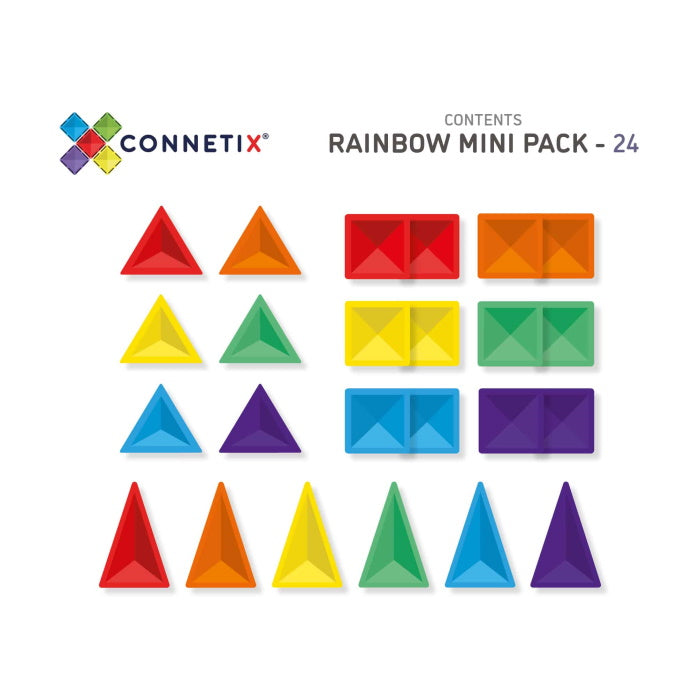 Connetix Tiles | 24 Piece Rainbow Mini Pack at Milk Tooth