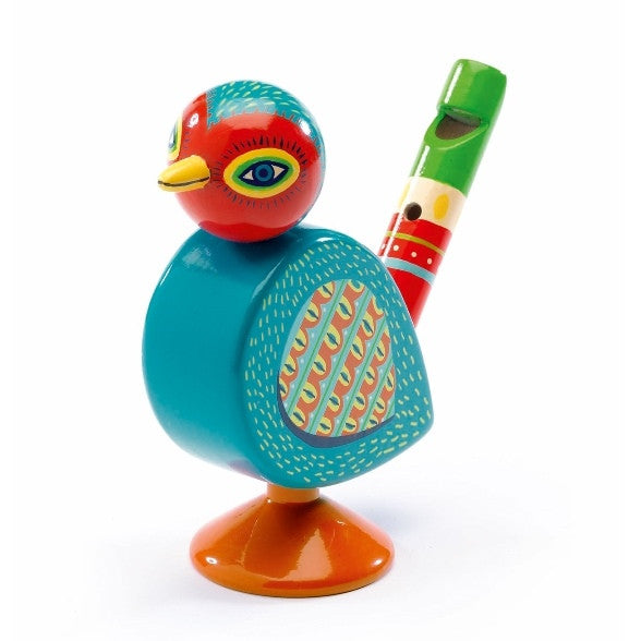Djeco | Animambo Kids&#39; Musical Instrument | Painted Wooden Bird Whistle | Milk Tooth