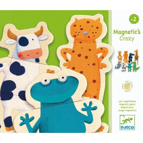 Djeco Magnetics | Crazy Animals mix and match wooden magnetic puzzle | Milk Tooth