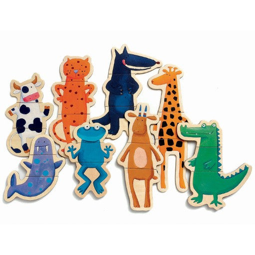 Djeco Magnetics - Crazy Animals mix and match wooden magnetic puzzle | Milk Tooth