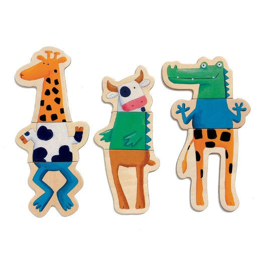 Djeco Magnetics - Crazy Animals mix and match wooden magnetic puzzle | Milk Tooth
