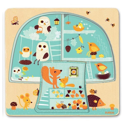 Djeco three-layer wooden puzzle - Tree house