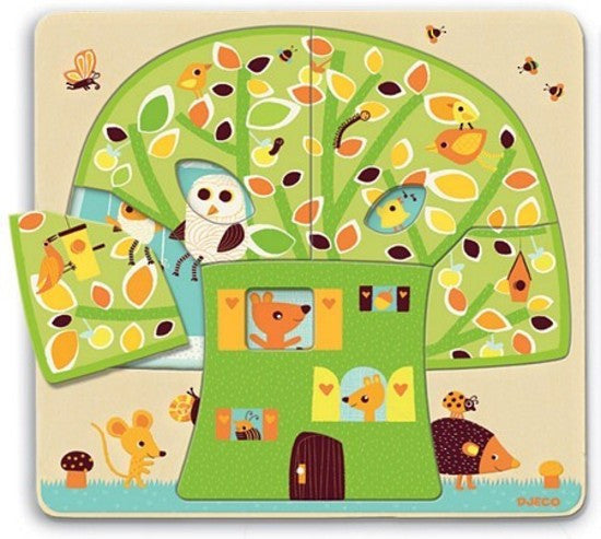 Djeco three-layer wooden puzzle - Tree house