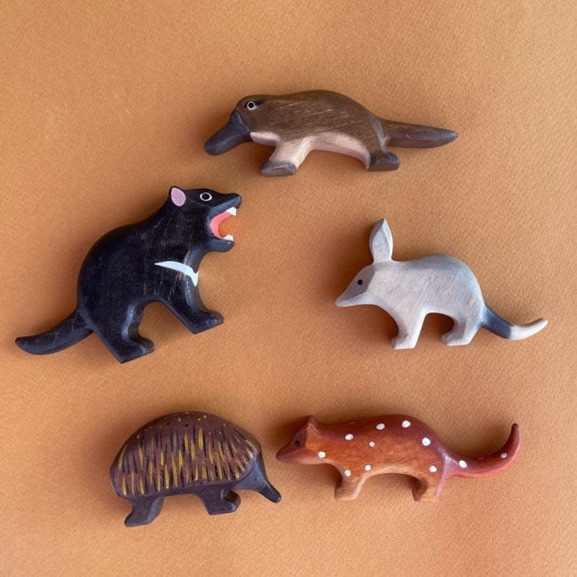 Forest Melody Australian animal wooden toys at Milk Tooth Platypus Echnida Bilby Tasmanian Devil Spotted Quoll