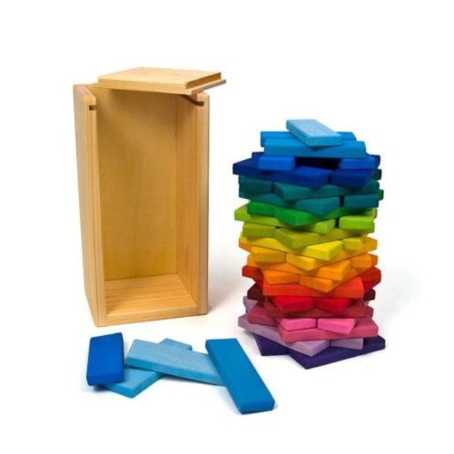 Gluckskafer | Rainbow Building Slats in Tower Box | 60 Pieces