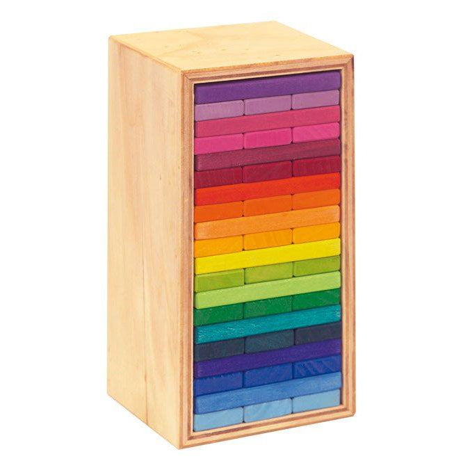 Gluckskafer | Rainbow Building Slats in Tower Box | 60 Pieces