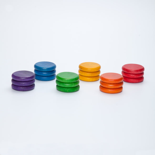 Grapat | 18 Coins | 6 Rainbow Colours loose parts play at milk Tooth