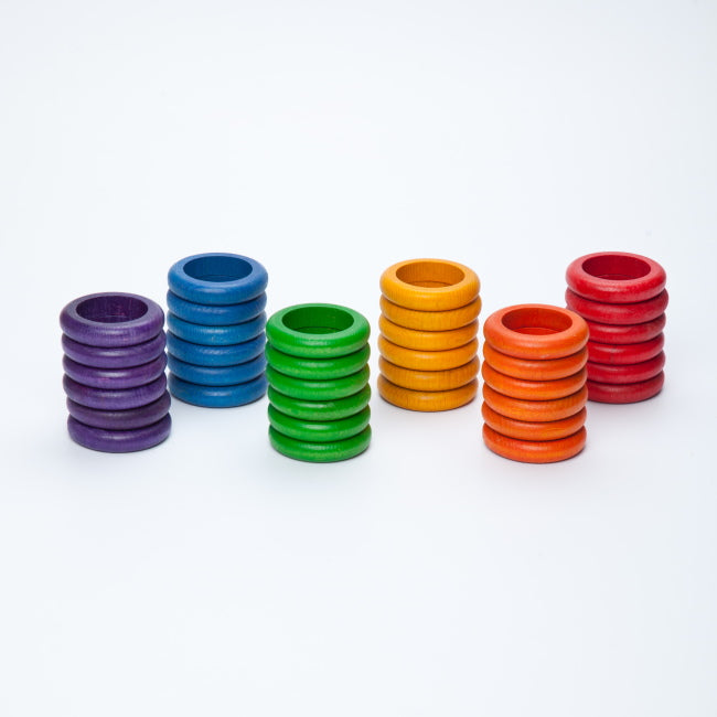 Grapat | 36 Rings in 6 Rainbow Colours wooden toys at Milk Tooth
