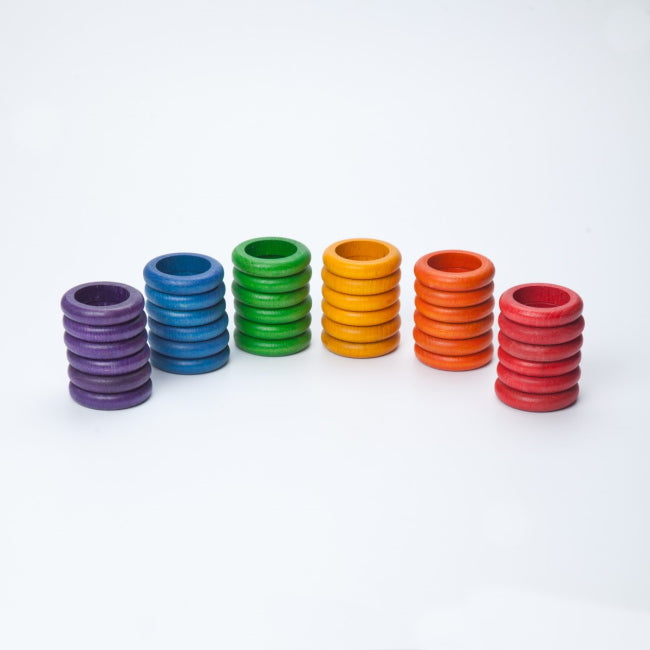 Grapat | 36 Rings in 6 Rainbow Colours wooden toys at Milk Tooth