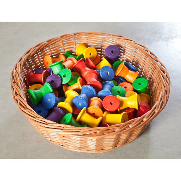 Grapat | Coloured Spools | 36 Pieces | Wooden Toys