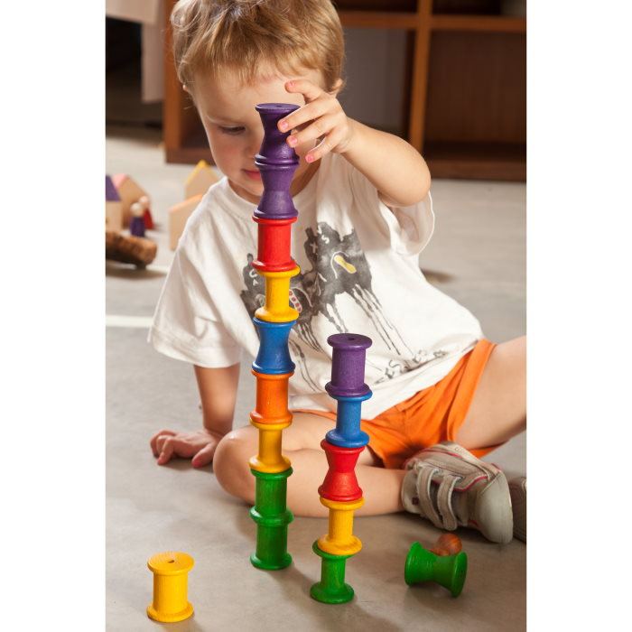 Grapat | Coloured Spools | 18 Pieces Toddler Stacking Toy