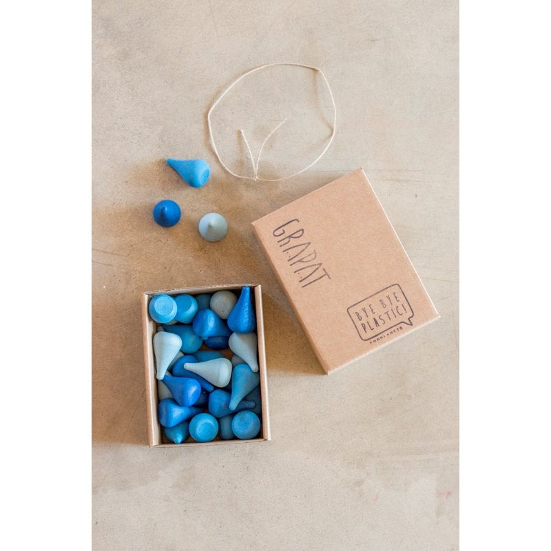 Grapat | Mandala | Blue Raindrops 36 Pieces wooden toy pieces
