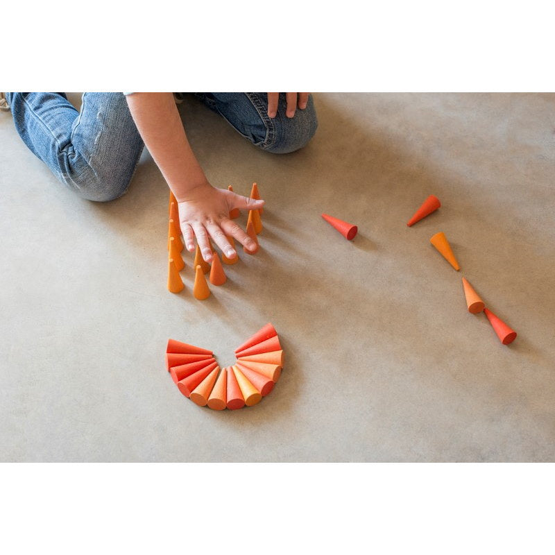 Grapat | Mandala | Orange Cones 36 Pieces wooden toy pieces