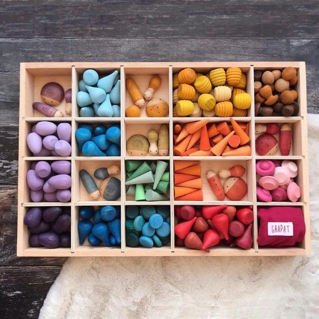 Grapat | Tinker Tray | Timber Toy Storage Tray with Sections
