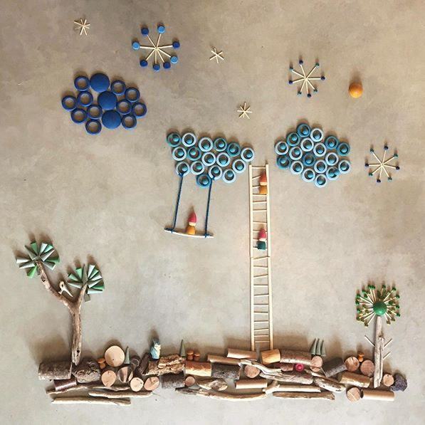 Grapat Mandala clouds sculpture creation artwork wooden toys