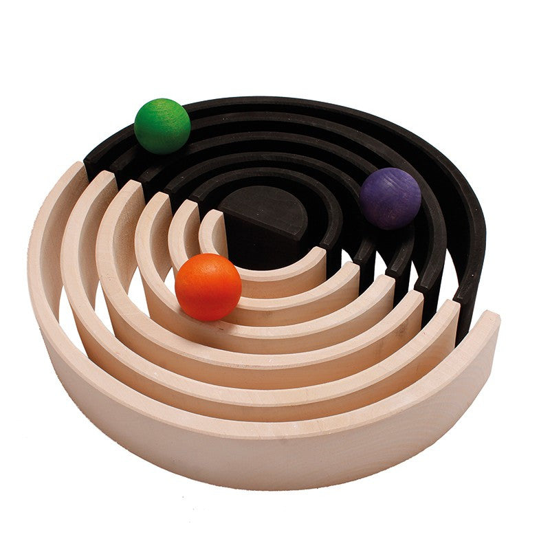 Grimm&#39;s Black &amp; Natural Wooden Rainbow Stacking Toy