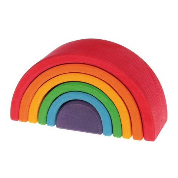 Grimm&#39;s | Wooden Rainbow Stacking Toy | Medium | Milk Tooth