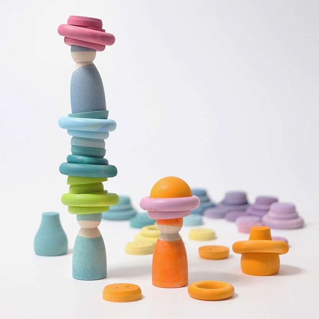 Grimm&#39;s | Building Rings | Pastel | Set of 24 Wooden Toys