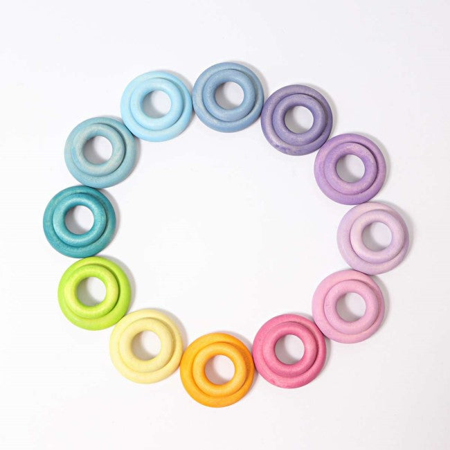 Grimm&#39;s | Building Rings | Pastel | Set of 24 Wooden Toys