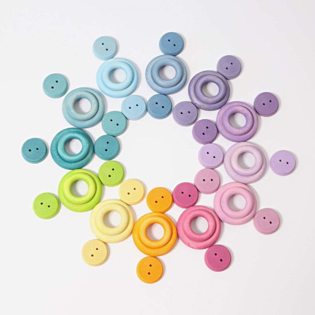 Grimm&#39;s | Building Rings | Pastel | Set of 24 Wooden Toys