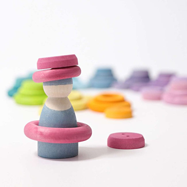 Grimm's | Building Rings | Pastel | Set of 24 Wooden Toys