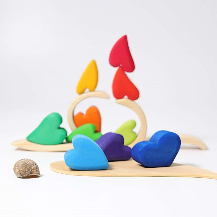 Grimm&#39;s | Rainbow Hearts | Wooden Blocks Building Set