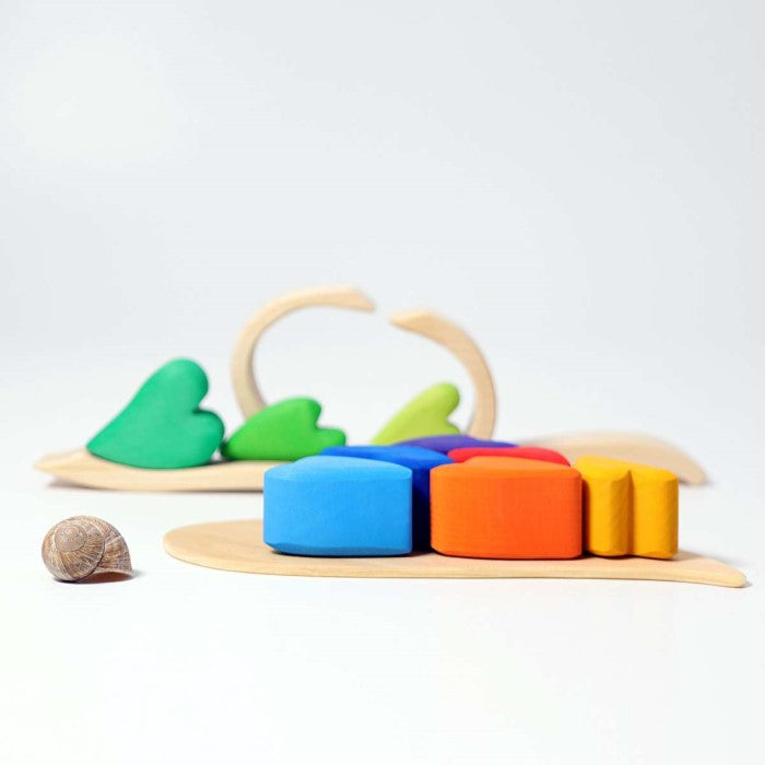 Grimm&#39;s | Rainbow Hearts | Wooden Blocks Building Set