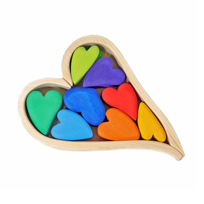 Grimm&#39;s | Rainbow Hearts | Wooden Blocks Building Set