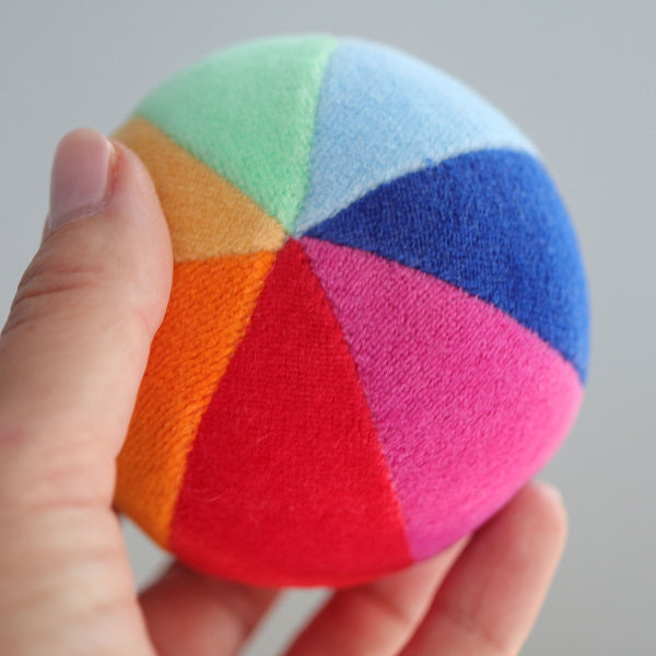 Grimm's | Soft Rainbow Ball with Rattle at Milk Tooth