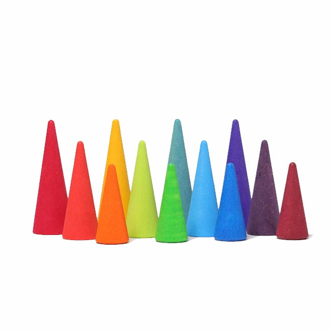 Grimm&#39;s | Rainbow Forest | Wooden Cones Toy Set