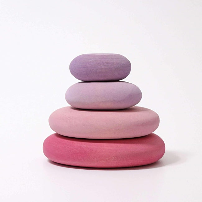 Grimm&#39;s | Building Set | Flamingo Pebbles | Pink &amp; Purple Stacking Stones