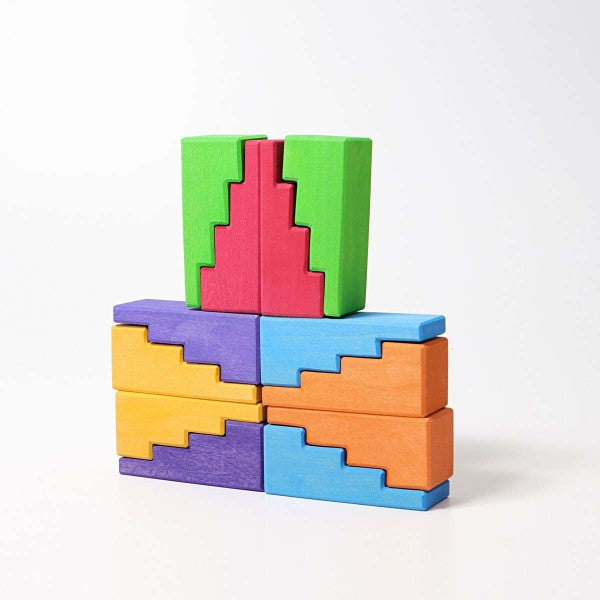 Grimm&#39;s | Stepped Roofs | Rainbow | Building Blocks Steps